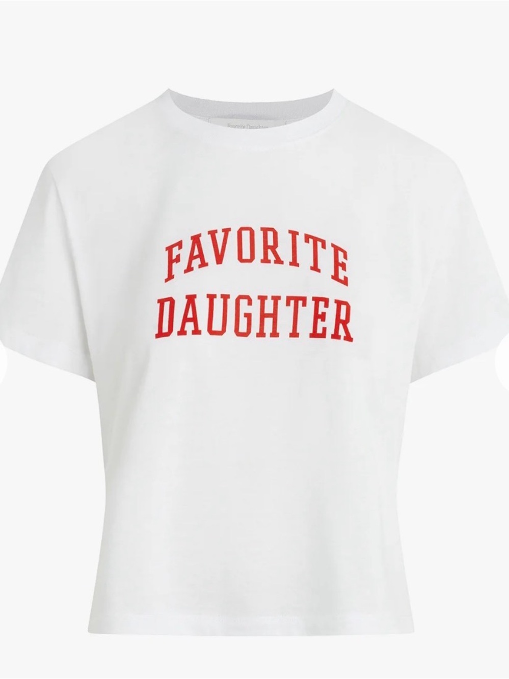 FAVORITE DAUGHTER Graphic Tee White Cropped Boxy Slogan Shirt Size S